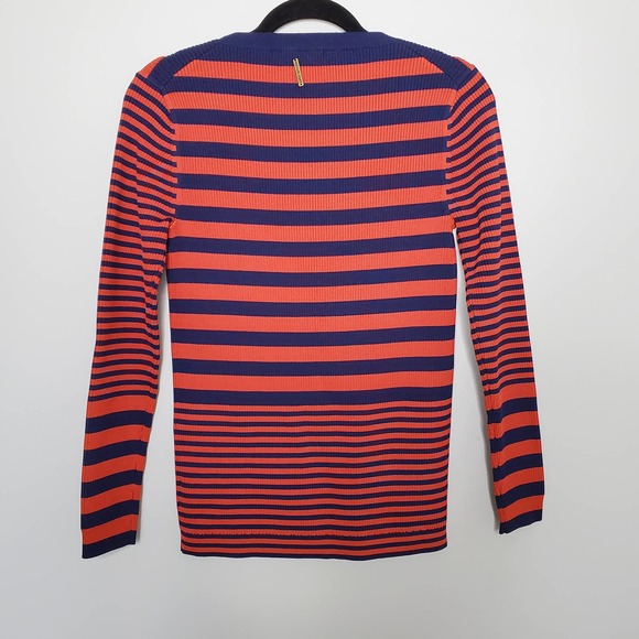 MICHAEL MICHAEL KORS Red Navy Striped Viscose Blend Sweater Sz M - Picture 8 of 8